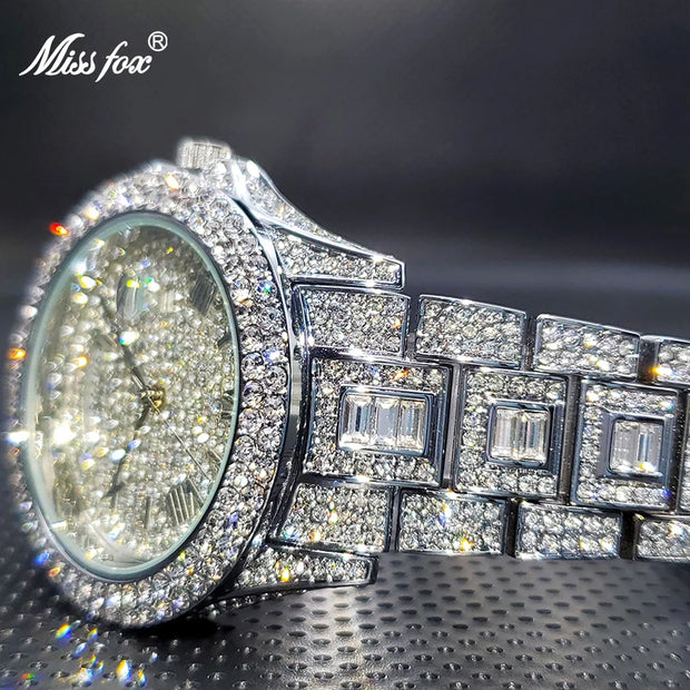 Relogio Masculino Luxury MISSFOX Ice Out Diamond Watch