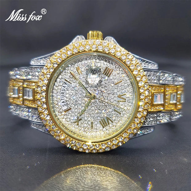 Relogio Masculino Luxury MISSFOX Ice Out Diamond Watch