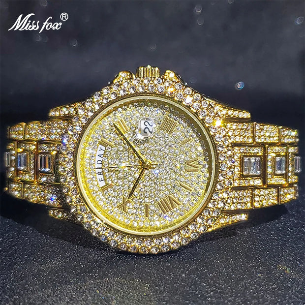 Relogio Masculino Luxury MISSFOX Ice Out Diamond Watch