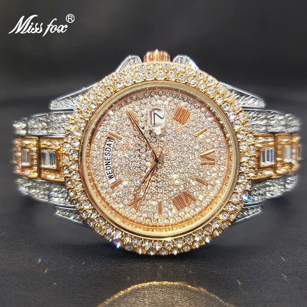 Relogio Masculino Luxury MISSFOX Ice Out Diamond Watch