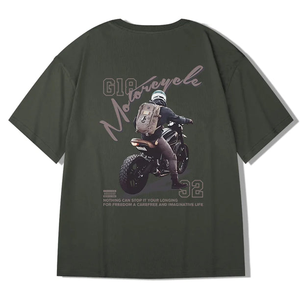 Motorcycle Boy T-Shirt Men Vintage