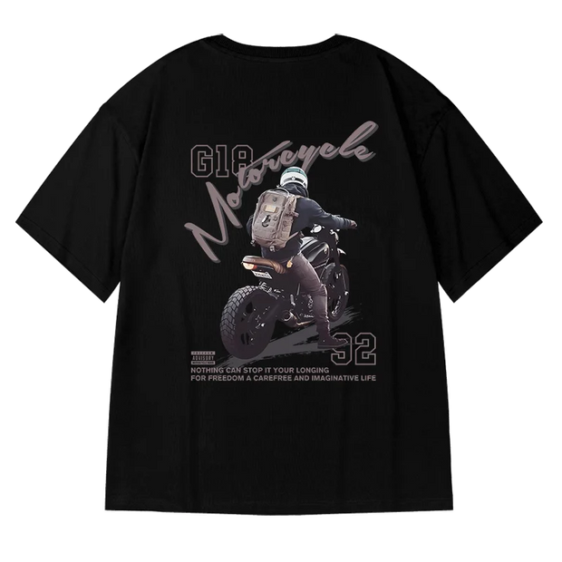 Motorcycle Boy T-Shirt Men Vintage