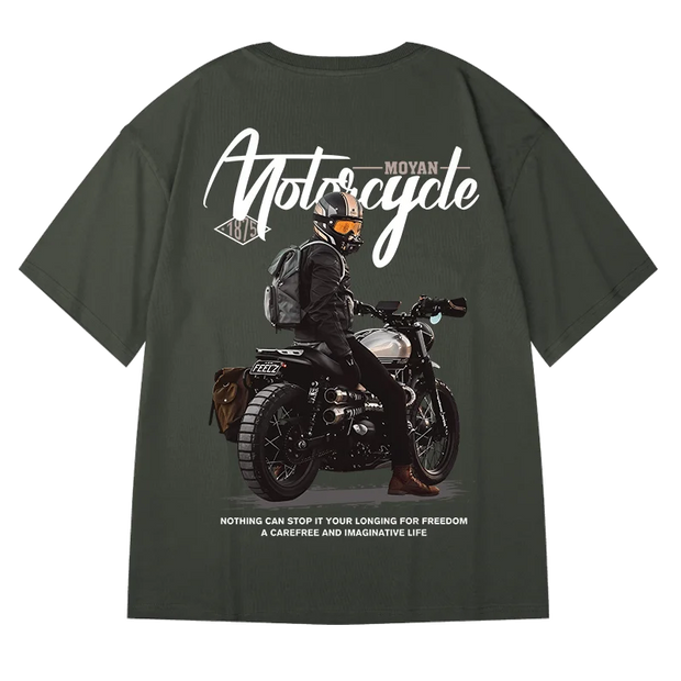 Motorcycle Boy T-Shirt Men Vintage