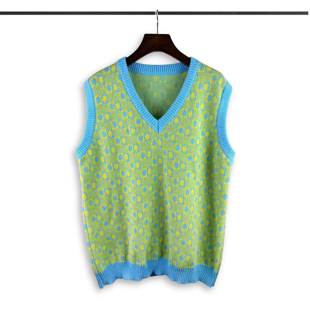 Flower Patchwork V-neck Vest