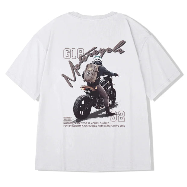 Motorcycle Boy T-Shirt Men Vintage