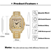 MISSFOX Men Big Watch Luxury Brand Full Diamond