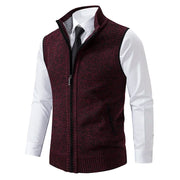 Vest Men Knitted Sleeveless Sweater Jacket Wool Velvet