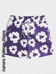 Summer Men Fashion Shorts Vintage Floral