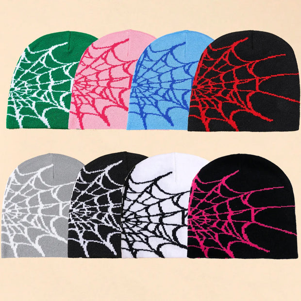 Unisex Spider Web Hip Hop Knit Beanie