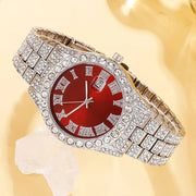 3-piece set of men's rhinestone hip-hop watch