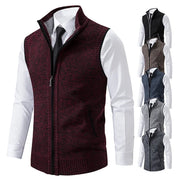 Vest Men Knitted Sleeveless Sweater Jacket Wool Velvet