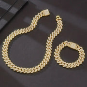 3pcs/set Necklace+Bracelet+Watch Cuban Chain