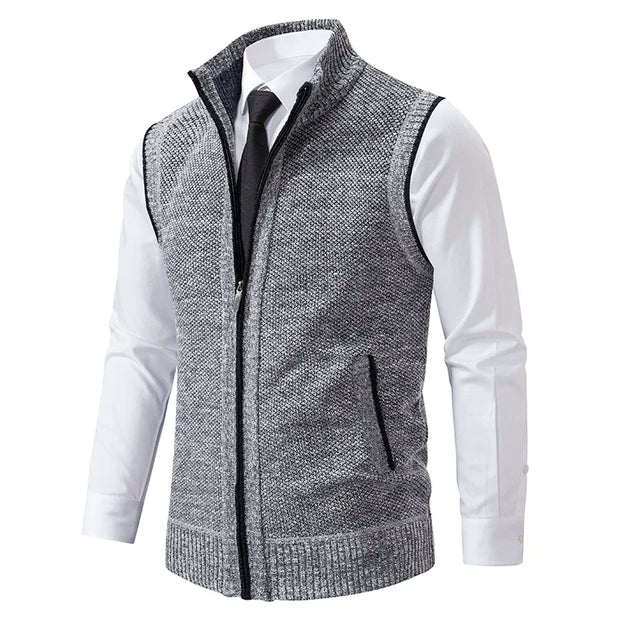 Vest Men Knitted Sleeveless Sweater Jacket Wool Velvet