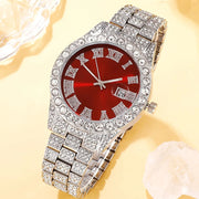 3-piece set of men's rhinestone hip-hop watch