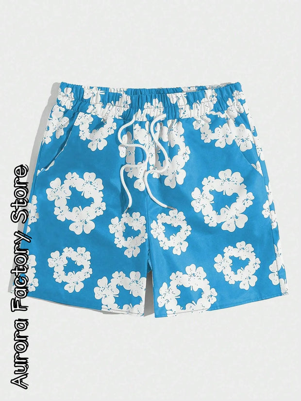 Summer Men Fashion Shorts Vintage Floral