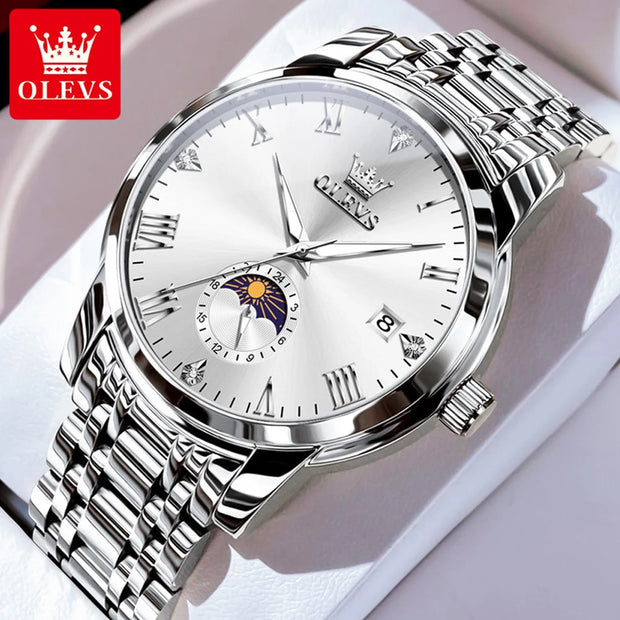 OLEVS Men's Stainless Steel Luminous Quartz Wristwatch