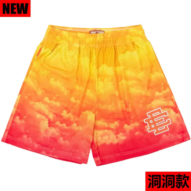 2023 Summer Men Gym Shorts Eric Emanuel EE Basic Short New EE Flame Men Women Mesh Basketball Shorts Casual Breathable