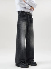 4 Colors Autumn Vintage Distressed Men's Baggy Straight Jeans